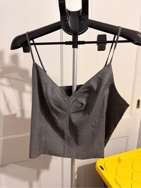 Express Charcoal Gray V-Neck Spaghetti Strap Camisole